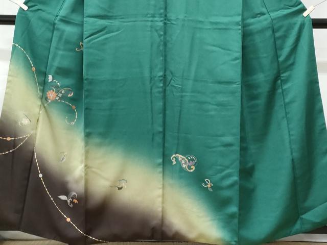平和屋着物■訪問着　螺鈿　花唐草文　暈し染め　金銀彩　正絹　逸品　CABG9806fb