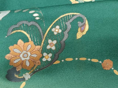 平和屋着物■訪問着　螺鈿　花唐草文　暈し染め　金銀彩　正絹　逸品　CABG9806fb