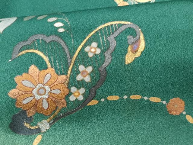 平和屋着物■訪問着　螺鈿　花唐草文　暈し染め　金銀彩　正絹　逸品　CABG9806fb