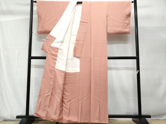 平和屋着物■上質な色無地　珊瑚色　正絹　逸品　未使用　CABG9826fb