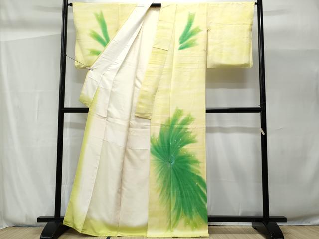 平和屋着物■訪問着　刺繍　孔雀文　暈し染め　正絹　逸品　CABG9829fb