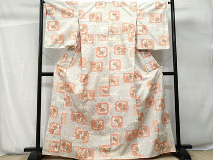 平和屋着物■小千谷紬　草花文　正絹　逸品　未使用　CABG9832fb