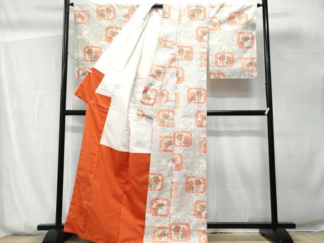 平和屋着物■小千谷紬　草花文　正絹　逸品　未使用　CABG9832fb