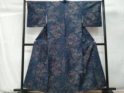 平和屋着物■上質な紬　草花文　正絹　逸品　CABG9833fb