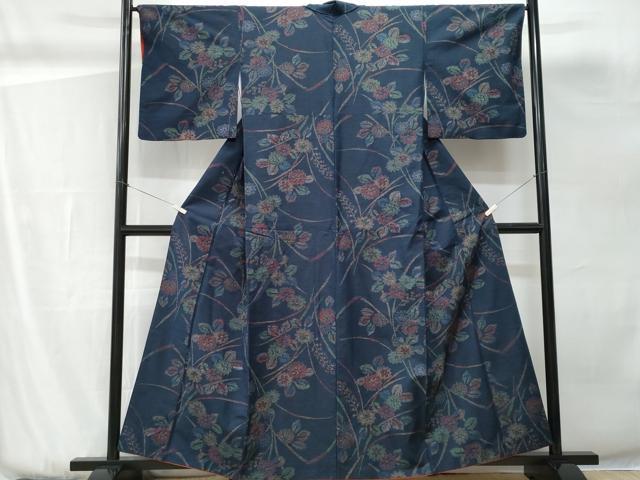 平和屋着物■上質な紬　草花文　正絹　逸品　CABG9833fb