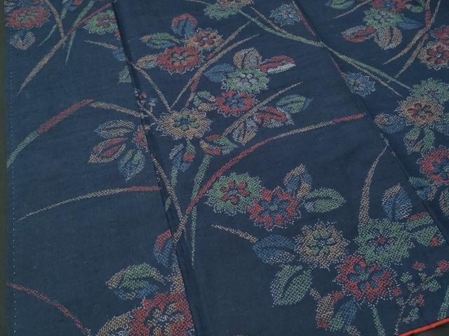平和屋着物■上質な紬　草花文　正絹　逸品　CABG9833fb