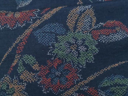 平和屋着物■上質な紬　草花文　正絹　逸品　CABG9833fb