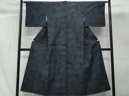 平和屋着物■上質な紬　麻の葉文様　正絹　逸品　CABG9844fb