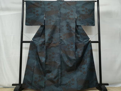 平和屋着物■上質な紬　道長花文　正絹　逸品　CABG9846fb
