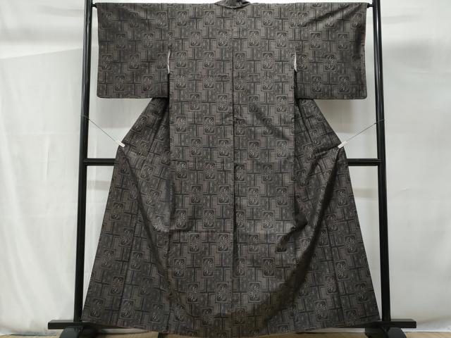平和屋着物■本場大島紬　麻の葉菊文　正絹　逸品　CABG9851fb
