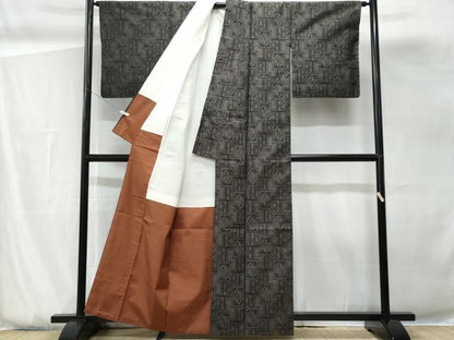 平和屋着物■本場大島紬　麻の葉菊文　正絹　逸品　CABG9851fb