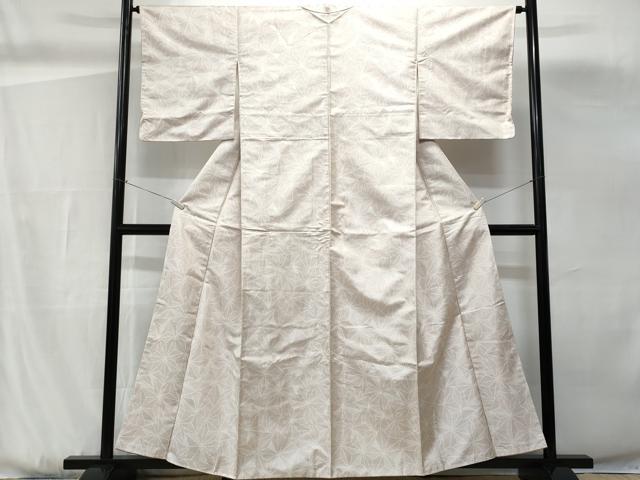 平和屋着物■上質な紬　麻の葉文様　正絹　逸品　CABG9866fb