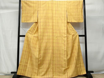 平和屋着物■上質な紬　格子柄　正絹　逸品　CABG9867fb