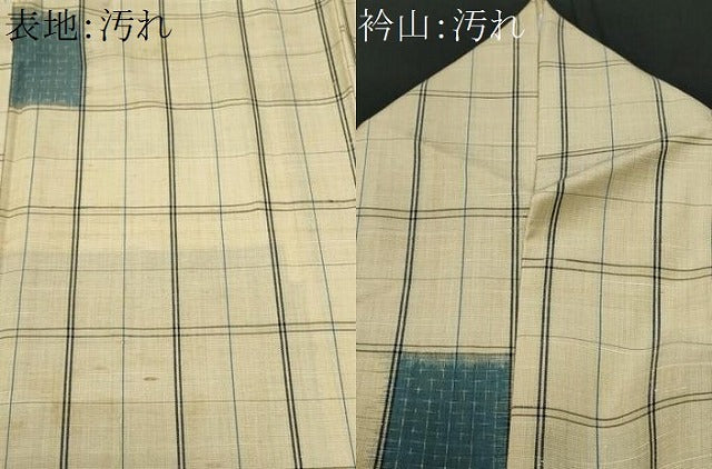 平和屋着物■上質な紬　格子吉祥文　正絹　逸品　CABG9870fb