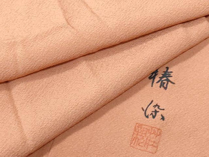 平和屋着物■上質な色無地　水柿色　正絹　逸品　CABG9875fb