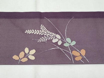 平和屋着物＊夏物　九寸名古屋帯　籬枝葉文　銀糸　正絹　逸品　CABG9889fb