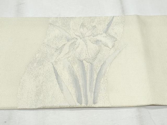平和屋着物＊夏物　九寸名古屋帯　杜若　銀糸　正絹　逸品　CABG9890fb