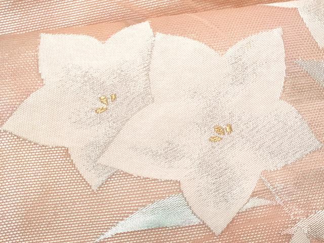 平和屋着物＊夏物　九寸名古屋帯　桔梗　金銀糸　正絹　逸品　CABG9891fb