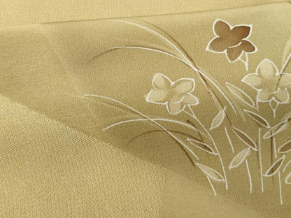 平和屋着物■上質な小紋　切嵌草花文　暈し染め　正絹　逸品　CABG9921fb