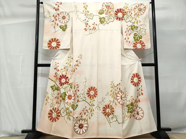 平和屋着物■訪問着　枝花文　暈し染め　金彩　正絹　逸品　CABG9923fb