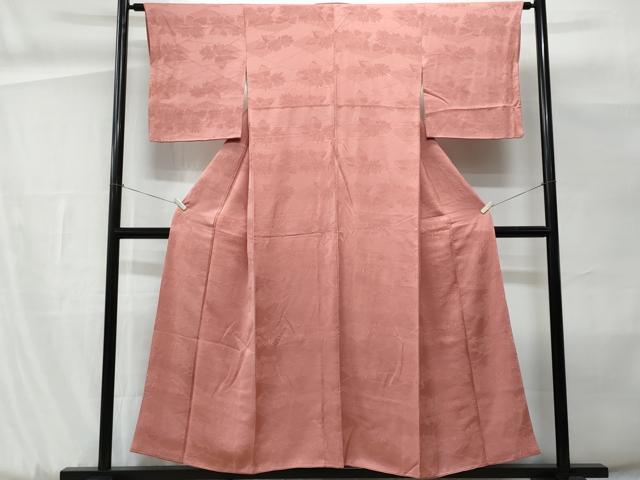 平和屋着物■上質な色無地　ふくれ織　菊地紋　薄紅色　小田急百貨店扱い　正絹　逸品　未使用　CABG9924fb