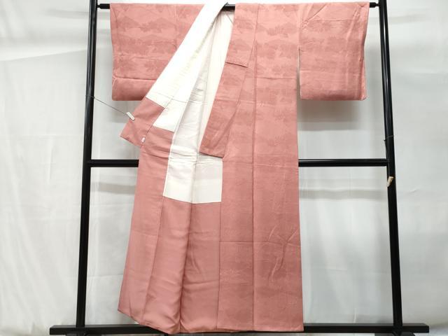 平和屋着物■上質な色無地　ふくれ織　菊地紋　薄紅色　小田急百貨店扱い　正絹　逸品　未使用　CABG9924fb