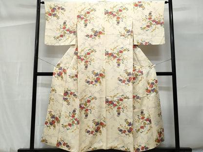 平和屋着物■上質な小紋　立波枝花文　正絹　逸品　CABG9925fb