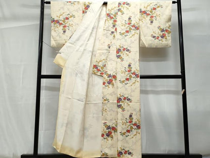平和屋着物■上質な小紋　立波枝花文　正絹　逸品　CABG9925fb