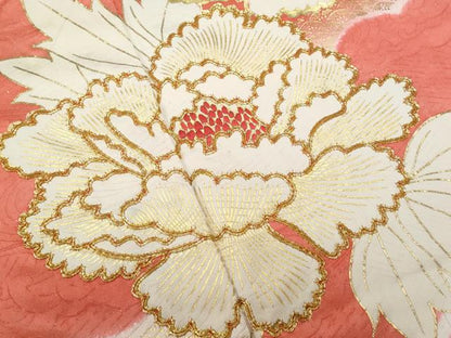 平和屋着物■訪問着　駒刺繍　雲重ね牡丹文　暈し染め　金彩　正絹　逸品　CABG9927fb