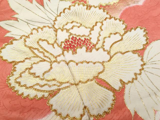 平和屋着物■訪問着　駒刺繍　雲重ね牡丹文　暈し染め　金彩　正絹　逸品　CABG9927fb