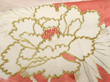 平和屋着物■訪問着　駒刺繍　雲重ね牡丹文　暈し染め　金彩　正絹　逸品　CABG9927fb