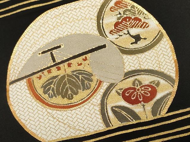 平和屋着物■豪華黒留袖 駒刺繍 飛鶴花蝶丸文 暈し染め 金彩 正絹 逸品 CABH0005ev
