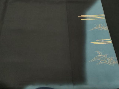 平和屋着物■豪華黒留袖 駒刺繍 飛鶴花蝶丸文 暈し染め 金彩 正絹 逸品 CABH0005ev