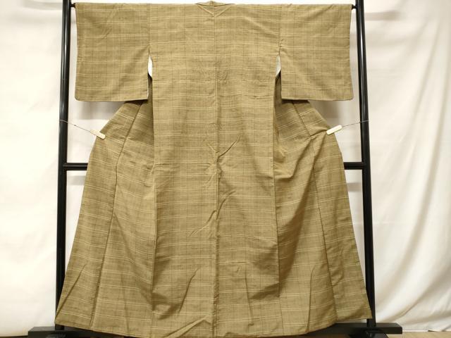 平和屋着物■上質な紬 格子柄 正絹 逸品 CABH0008ev