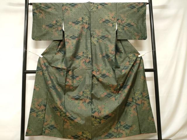 平和屋着物■本場大島紬 立涌草花文 正絹 逸品 CABH0010ev