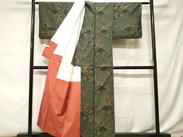 平和屋着物■本場大島紬 立涌草花文 正絹 逸品 CABH0010ev