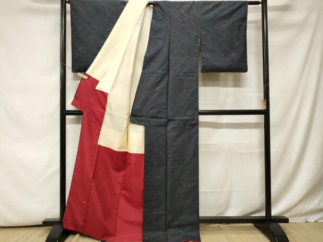 平和屋着物■本場大島紬 7マルキ 幾何学文 正絹 逸品 CABH0012ev