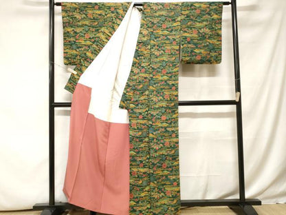 平和屋着物■上質な小紋 遠山花文 正絹 逸品 CABH0014ev