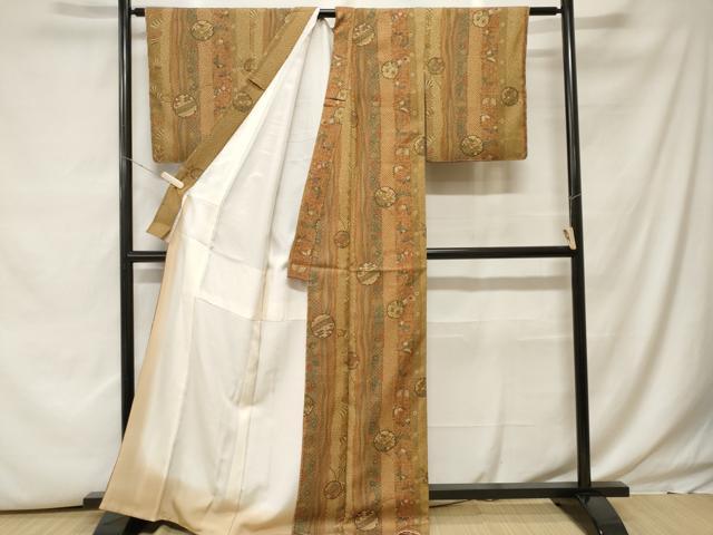 平和屋着物■小紋 雪輪花蝶扇面間道 金彩 洗える着物 CABH0022ev