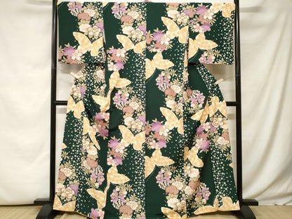 平和屋着物■H・L（アッシュエル） HENRI-LUC CHAPUIS 小紋 舞桜花蝶文 正絹 逸品 未使用 CABH0026ev