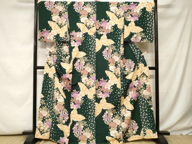 平和屋着物■H・L（アッシュエル） HENRI-LUC CHAPUIS 小紋 舞桜花蝶文 正絹 逸品 未使用 CABH0026ev