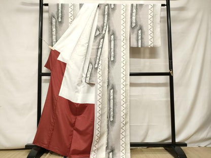 平和屋着物■小紋 枝葉幾何学間道 洗える着物 CABH0035ev