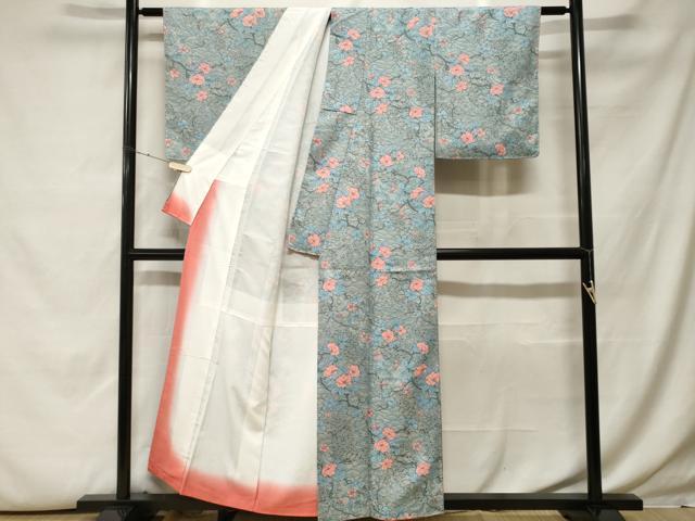平和屋着物■小紋 枝花文 洗える着物 CABH0036ev