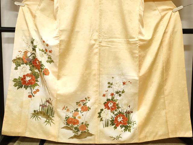 平和屋着物■訪問着 駒刺繍 鳳凰枝花文 暈し染め 金彩 洗える着物 CABH0042ev
