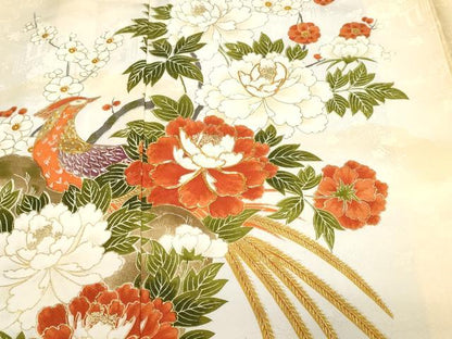 平和屋着物■訪問着 駒刺繍 鳳凰枝花文 暈し染め 金彩 洗える着物 CABH0042ev