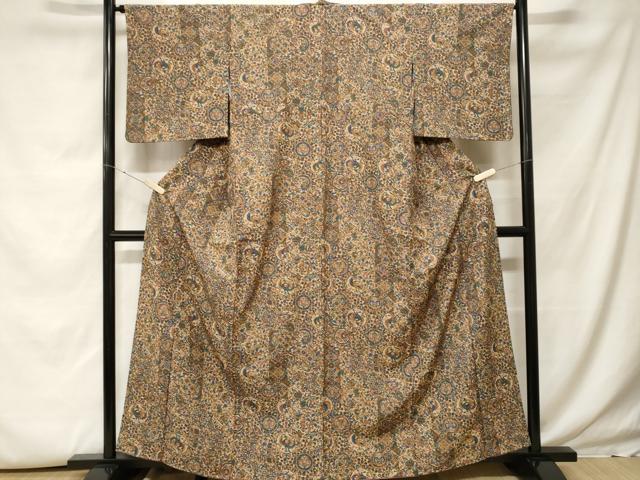 平和屋着物■小紋　鳳凰更紗花文　洗える着物　CABH0046ev