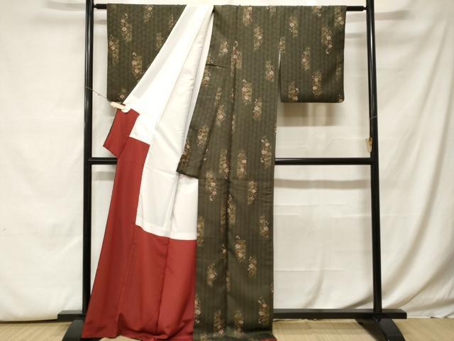 平和屋着物■小紋　草花文　洗える着物　CABH0049ev