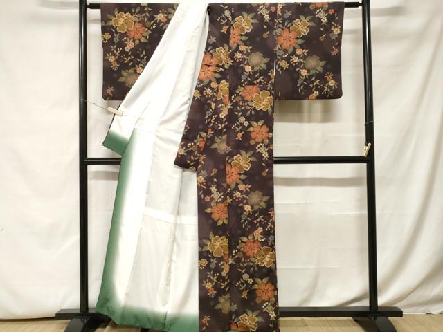 平和屋着物■小紋 草花文 洗える着物 CABH0056ev