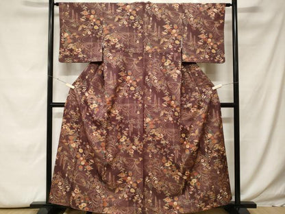 平和屋着物■小紋 流水花蝶文 暈し染め 銀彩 洗える着物 CABH0069ev