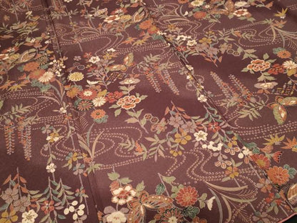 平和屋着物■小紋 流水花蝶文 暈し染め 銀彩 洗える着物 CABH0069ev